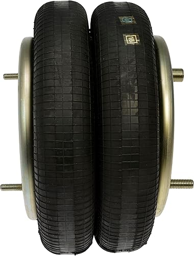 454-7555L Air Spring, Double Convoluted, 9' Top Plate Diameter, 9' Bottom Plate Diameter, Collapsed Height 3.54', Two Studs Top Plate, Two Studs Bottom Plate - Poueer