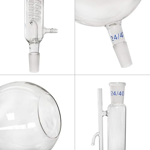 2000ml Essential Oil Distillation Apparatus Lab Glassware Kits Steam Water Distiller Purifier Kits w/Hot Stove Separating Funnel Graham Condenser S35 and 24/40 Joint - Poueer