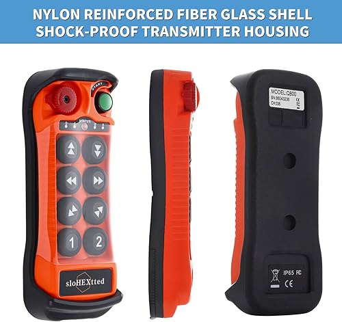 8 Button Hoist Crane Industrial Wireless Radio Remote Control 2 Transmitter and 1 Receiver for 12-24V DCOverhead Bridge Tower Crane Electric Chain Hoist Remote Control Q800 - Poueer