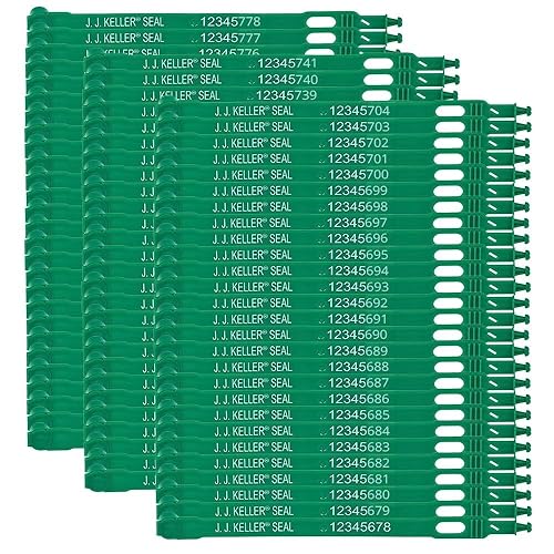 100 Pcs Plastic Truck Seals, Tamper Evident, Numbered Sequentially, Red, J. J. Keller & Associates, Inc. - Poueer