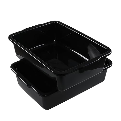 4-Pack 32 Liter Large Black Bus Tubs, Commercial Plastic Bus Trays - Poueer