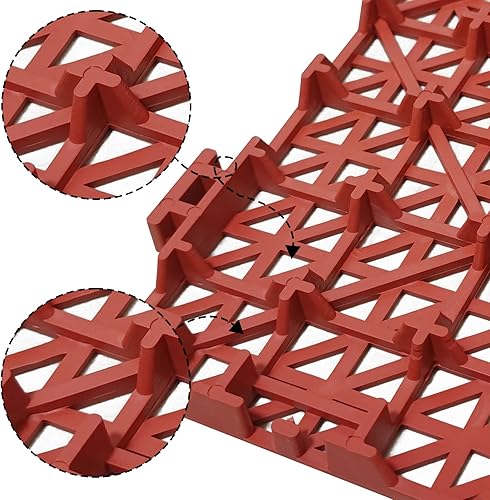 12 Pack Modular Interlocking Cushion 11.6' x 11.6' Rubber Mat Floor Tile Mats Drain Pool Patio Balcony Yard Pet Area Washer Pad(Black) - Poueer