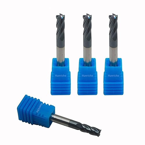 2PCS 1/2'' Carbide Square End Mill Bits Set, Milling Bits Cutter 1/2 Carbide End Mills for Alloy Steels/Hardened Steels, HRC 45 Deg Single End 4 Flute AlTiN Coating (2PCS 1/2in) - Poueer