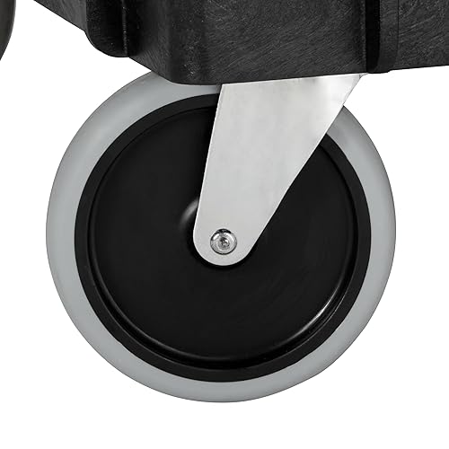 Rubbermaid Commercial Products 2-Shelf Service/Utility Cart with Wheels, 300-Pound Capacity, Black, Lipped Shelves with Handle, Use in School/Restaurant/Warehouse/Manufacturing - Poueer