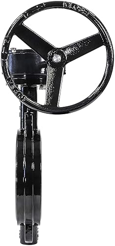 RKG8 Cast Iron Butterfly Valve, Gear/Wheel, EPDM, Black, 8' - Poueer