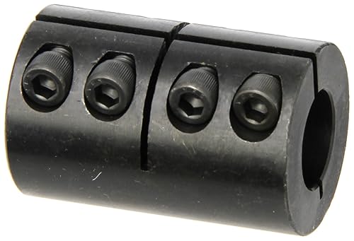 ISCC-075-075 Black Oxide Plated Mild Steel Clamping Coupling, 3/4' x 3/4' Bore, 1-1/2' Outside Diameter, 2-1/4' Length, 1/4'-28 x 5/8' Clamp Screw - Poueer