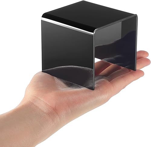 Chuangdi 20 Pcs Acrylic Display Risers, Clear Product Stand, Jewelry Display Riser Shelf Showcase Fixtures for Figure Dessert Cupcake Candy Action Showcase(Super Large Set) - Poueer