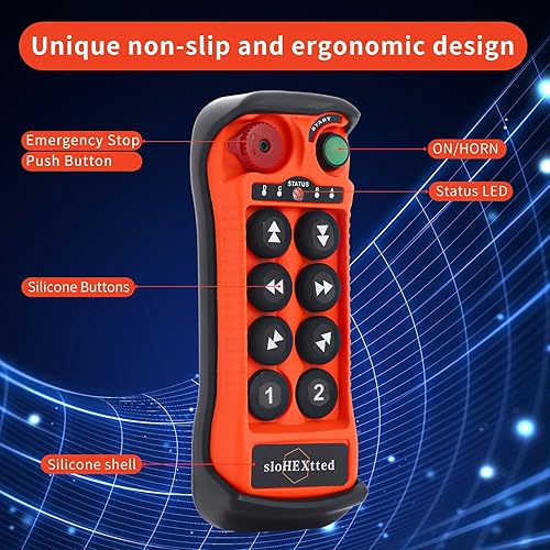 8 Button Hoist Crane Industrial Wireless Radio Remote Control 2 Transmitter and 1 Receiver for 12-24V DCOverhead Bridge Tower Crane Electric Chain Hoist Remote Control Q800 - Poueer