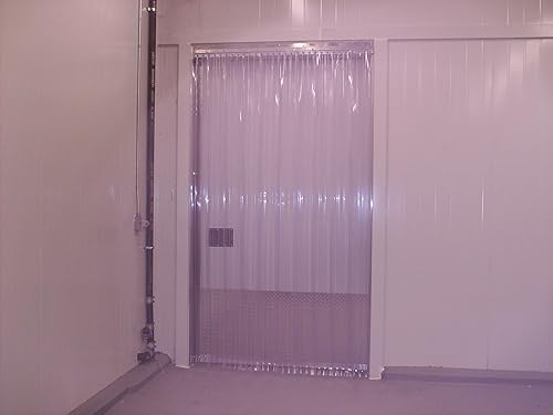Strip Door Curtain - 72 in. (6 ft) Width X 108 in. (9 ft) Height - Ribbed Anti Scratch 8 in. Wide x .131 Thick Strips with 50% Overlap - Poueer