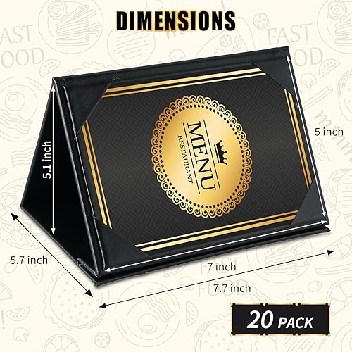 Leatherette Table Tents Triangle Menu Holders 5'x 7', 20 Pack 3-Side Picture Frames with Angled Corners for Restaurant, Bar, Cafe, Wedding, Durable and Foldable Design (20 Pack, 5' x 7') - Poueer