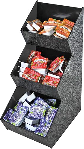 Azar Displays 400324 Black Three Compartment Three-tiered Condiment Organizer with Black Front - Poueer