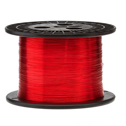 Magnet Wire, Heavy Build Enameled Copper Wire, 24 AWG, 5.0 Lbs, 3950' Length, 0.0223' Diameter,Red - Poueer