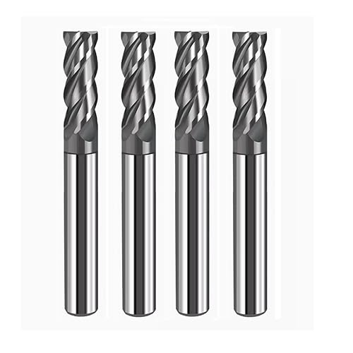 2PCS 1/2'' Carbide Square End Mill Bits Set, Milling Bits Cutter 1/2 Carbide End Mills for Alloy Steels/Hardened Steels, HRC 45 Deg Single End 4 Flute AlTiN Coating (2PCS 1/2in) - Poueer