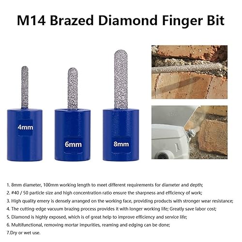 M14 Diamond Milling Bit 4/6/8mm Milling Tile Marble Concrete Hole Saw Masonry Drilling Crowns Construction Tools 1Pcs(25x4) - Poueer