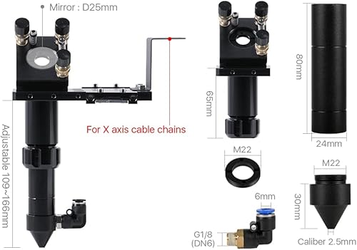 Cloudray C Series CO2 Head Set with 1 PCS USA CVD Focus Lens D20mm FL63.5mm and 3 PCS Si Mirrors D25mm (Set A) - Poueer
