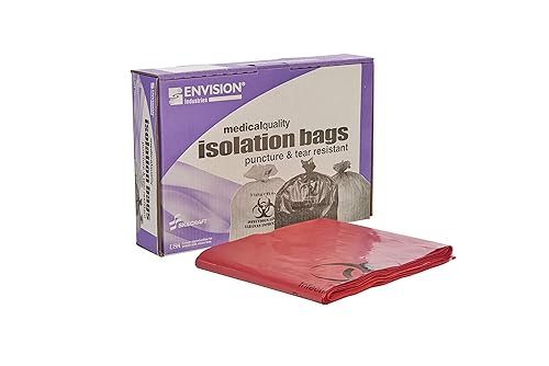 Stout by Envision Medical Waste Bags, 40-45 Gal, 45'x49', Red, 1.2 Mil, 100 ct. Extra Heavy, Made in America by People Who are Blind or Visually Impaired - Poueer