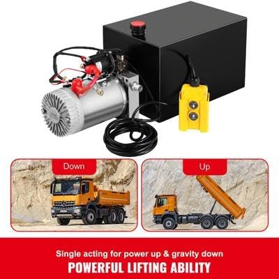 Happybuy Hydraulic Pump 15 Quart, Electric Single Acting for Dump Trailer, High-Pressure Pump - Poueer