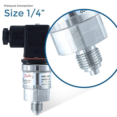 Heavy Duty Pressure Transmitter Transducer (Range: 0 to 1 bar) G ¼ Thread with 4-20mA for Industrial, Hydraulic Applications & HVAC by | Model: MBS 3000 Pack of - Poueer