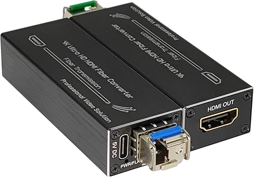 Mini 4K HDMI Fiber Extender UHD 4K HDMI to Fiber Converter with SFP Module 1080P HDMI Video Over Fiber Optical Transceiver Uncompressed No Latency Single Mode Single Fiber 10KM - Poueer