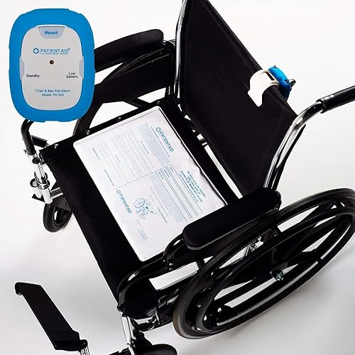 Patient Aid Chair Alarm with 10' x 15' Motion Sensor Pad and Wired Device with Rubber Casing, Ring Sound and Mounting Options, AC Adapter and Battery Powered Wandering and Fall Prevention for Elderly - Poueer
