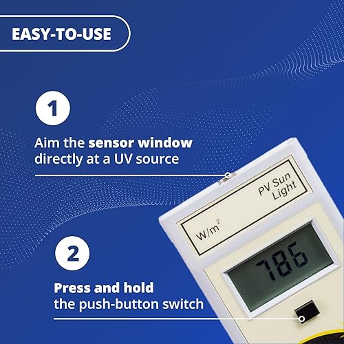 Model 10.0 Global Solar Power Meter, Digital PV Radiometer, Effective Solar Panel Tester, Accurate Solar Irradiance Meter, Measures from 400 to 1100 nm, from 0-1999 W/m² - Poueer