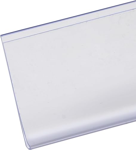 Shelf Label Strips, Pro Painter 25 Pack Self Adhesive 1.5”H Shelf Strip Price Tag Holder for Plastic, Metal and Wood Gondola Shelf, Clear Plastic Front/Clear Back Sign Holder for 48” Long Shelf - Poueer