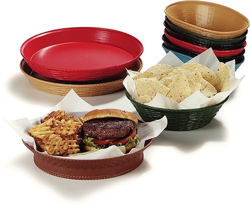 Carlisle FoodService Products 650409 WeaveWear Oval Serving Basket, 9' x 6', Green (Pack of 12) - Poueer