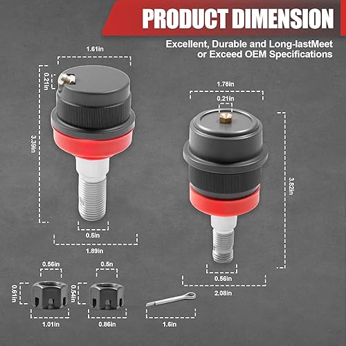 Heavy Duty Replacement Ball Joints Compatible with Jeep TJ/XJ/YJ/ZJ/Unlimited LJ/Unlimited LJ Rubicon - 10642 - Poueer