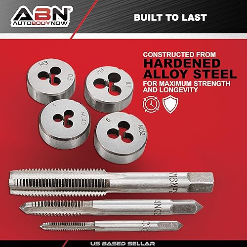ABN Metric and SAE Standard Tap and Die 60-Piece Rethread Set Rethreading Kit for Cutting External and Internal Threads - Poueer