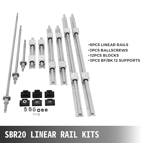 Happybuy Linear Rail, Ballscrew x 3, RM1605-350mm 650mm 1050mm x 2 Linear Rail Support, 12 CNC Kit Linear Shaft Optical Axis - Poueer
