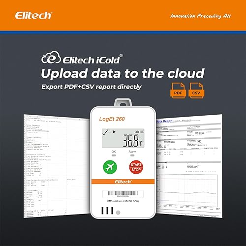 Elitech 4G Reusable Real-time Temperature Humidity Data Logger Light/Shock/Location, Built-in SIM Card, Shadow Data,Airplane Mode,Cloud Data Storage,SMS/Email/APP/Web Alarm,100000 Points,Loget260-THE - Poueer