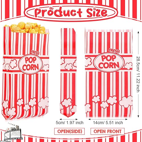 600 Pcs Paper Popcorn Bags Bulk 2 oz Large Disposable Grease Resistant Red and White Popcorn Bags for Party Movie Night Birthday Carnival Supplies - Poueer