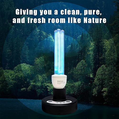 BAIMNOCM 50 Watt UV Light, UVC Germicidal Lamp with E26 Base and Remote Control, Home Disinfection Device UV Light Bulb for Basement/Bedroom/Kitchen, 2x25W Ultraviolet Light Lamp - Poueer