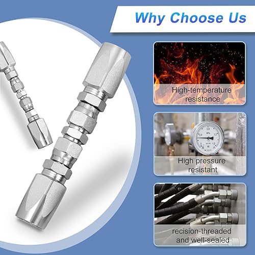4pcs Reusable Hydraulic Hose Repair Kit,1/4',3/8',1/2' Inner Diameter Compatible with SAE 100R1 1-wire and SAE 100R2 R16 R17 R19 2-wire Hydraulic Hoses,Quick Repair of Various Hydraulic Hose Failures - Poueer