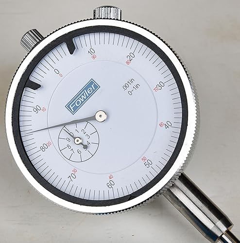 Fowler 52-520-485-0 Dial Indicator with Magnetic Back, 1' Travel, White Dial - Poueer