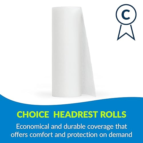 TIDI 980898 Choice Single-Use Chiropractic Headrest Paper Roll, Fluid and Barrier Protection, Absorbent Crepe Paper, White, 8.5' Width, 125' Length, Pack of 25 - Poueer