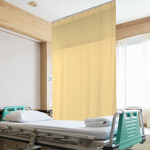 Flame Retardant Hospital Curtain Room Divider Cubicle Curtain Divider Privacy Medical Curtain for Hospital, Medical Clinic, Lab,School(1 Panel, W15xL8FT,Beige) - Poueer