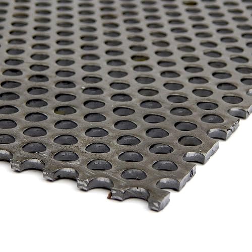 OnlineMetals A36 Carbon Steel Perforated Sheet, Unpolished (Mill) Finish, Hot Rolled, Staggered 0.09375' Holes, ASTM A36, 0.06' Thickness, 16 Gauge, 24' Width, 24' Length, 0.1562' Center to Center - Poueer