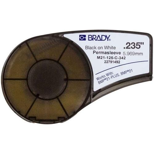 Brady M21-125-C-342, 110923 0.235' x7' White BMP21 Heat Shrink Wire Marking Sleeve, Pack of 3 Cartridges - Poueer