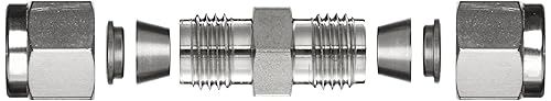 Parker A-Lok 8SC8-316 316 Stainless Steel Compression Tube Fitting, Union, 1/2' Tube OD - Poueer