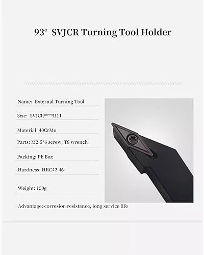 3/8in 1/2in Indexable Metal Lathe Turning Tool Holder with VCMT110304 Carbide Turning Inserts for Stainless Steel(2pcs Holders + 10pcs VCMT11 Insert + 10pcs Screws) - Poueer