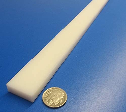 White HDPE (High Density Polyethylene) Rectangular Bar .375' (3/8') x 1.00' (1') x 48' 4 pcs - Poueer