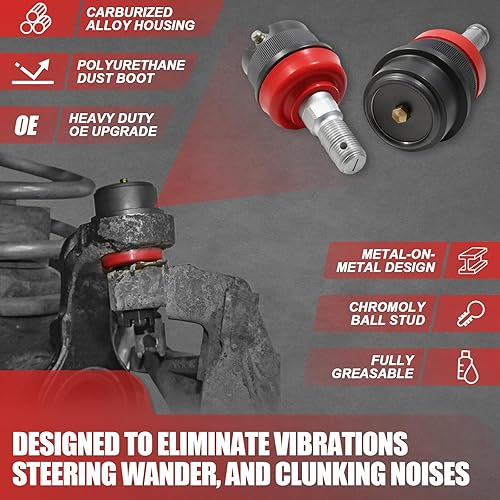 Heavy Duty Replacement Ball Joints Compatible with Jeep TJ/XJ/YJ/ZJ/Unlimited LJ/Unlimited LJ Rubicon - 10642 - Poueer