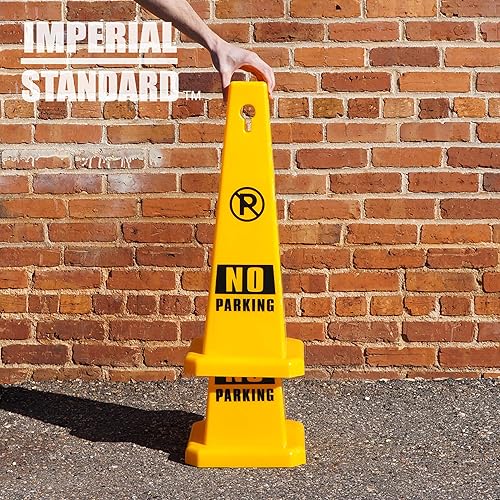 No Parking Cones - 28' Yellow Cones with No Parking Signs - Parking Cones - Safety Cones - Construction Cones - Street Cones (2 pack) - Poueer