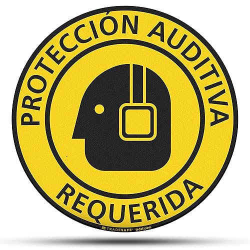 TRADESAFE Safety Glasses Required Anti-Slip Floor Sticker - Eye Protection Required Caution Sign, Peel and Stick Adhesive Vinyl Sign, ANSI-Compliant, 17” Diameter Round Sticker - Poueer