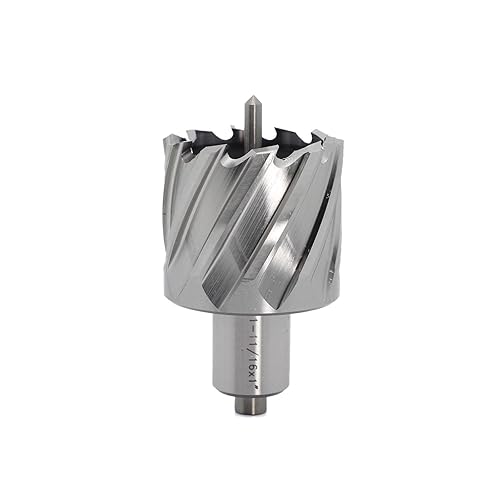 OSCARBIDE Annular Cutter 1-11/16 inch Cutting Diameter,1 inch Depth of Cut,3/4 inch Weldon Shank 2 Flat Mag Drill Bit with Pilot Pin for Magnetic Drill Press,1 Piece - Poueer
