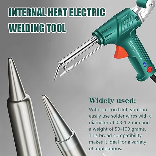 Internally Heated Industrial Laser Welding Tools, Multi-function Soldering Iron Soldering Gun Set, 3-in-1 Electric Welder, Intelligent Control,Rapid Heating for Industrial&Home (Green (Internal Heat)) - Poueer