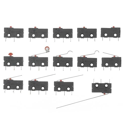 10pcs Micro Switch Copper Contact 5A 125/250V Mini Limit Switch No Nc 2/3Pin Roller Arc Rod(Left Foot with Rod) - Poueer