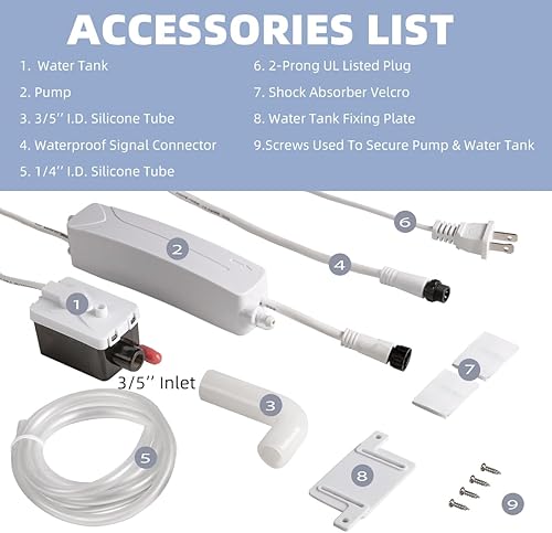 66 FT Max Head 10.6 GPH Mini Split HVAC Condensate Pump, 110-240V w/Automatic Safety Switch, AC Condensate Removal for Air Conditioner System, Furnace, Dehumidifier, Ice Maker - Poueer