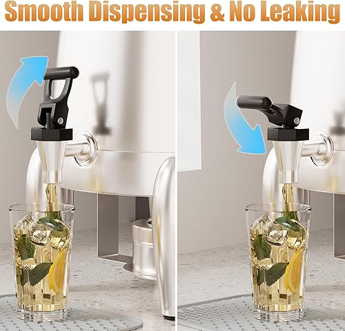 Commercial Beverage Dispenser with Stand, 3 Gallon Stainless Steel Cold and Hot Water Drink Dispenser, Heating Chafer Coffee Urn with Spigot for Coffer Tea Serving on Parties, Events, Catering - Poueer